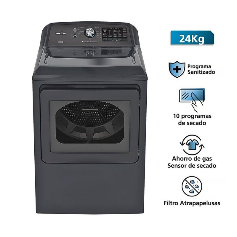 MABE - Secadora Gas Mabe 24 Kg SMG17R8MSDBB0 Diamond Gray
