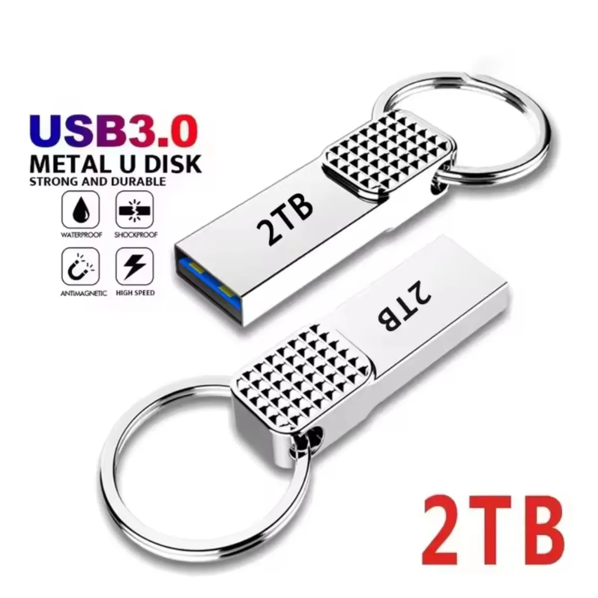 GENERICO - Memoria 2TB Flash USB 3.0 Windows Mac - Plata