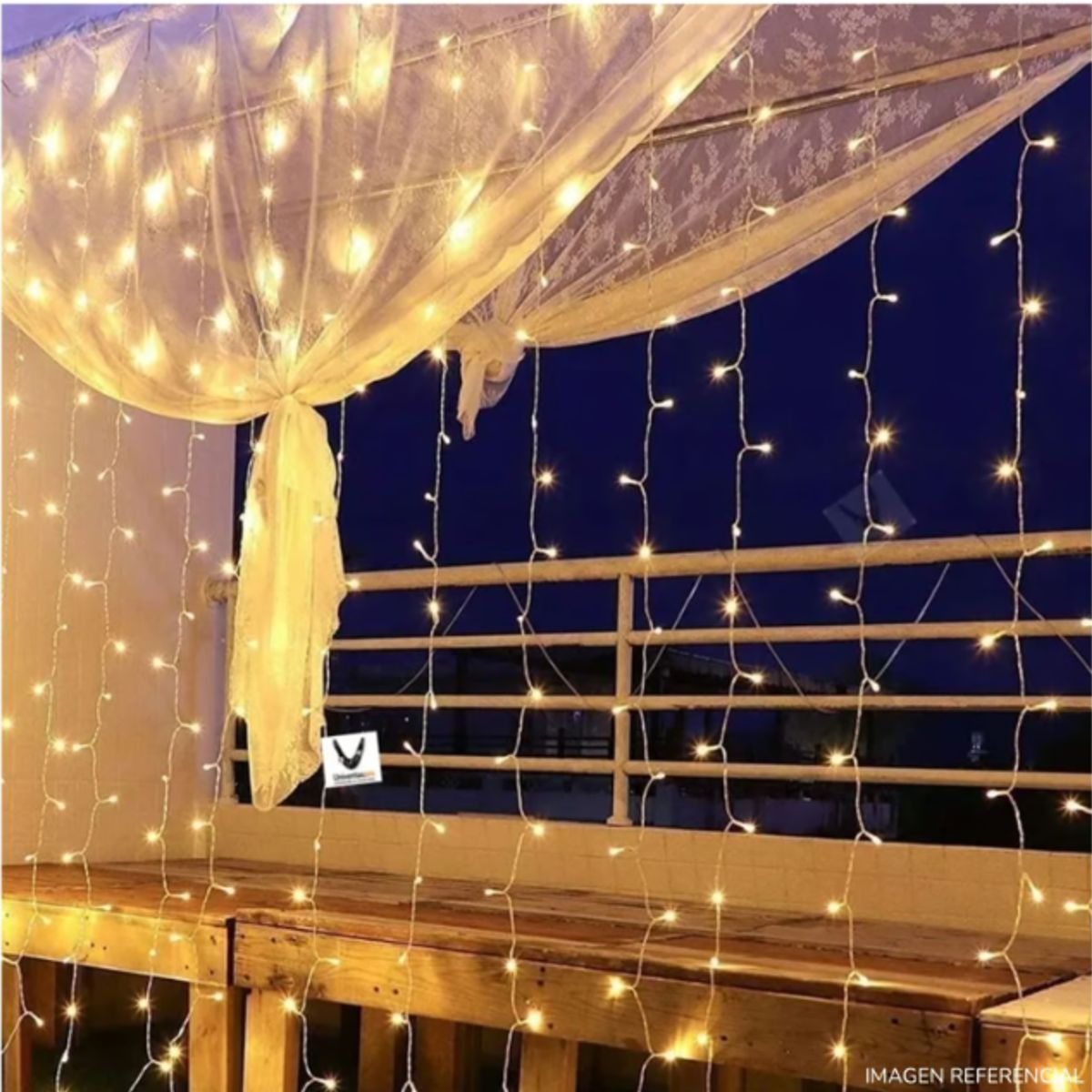 GENERICO - Cortina  Luces LED Navideñas Cálidas 3m x 3m