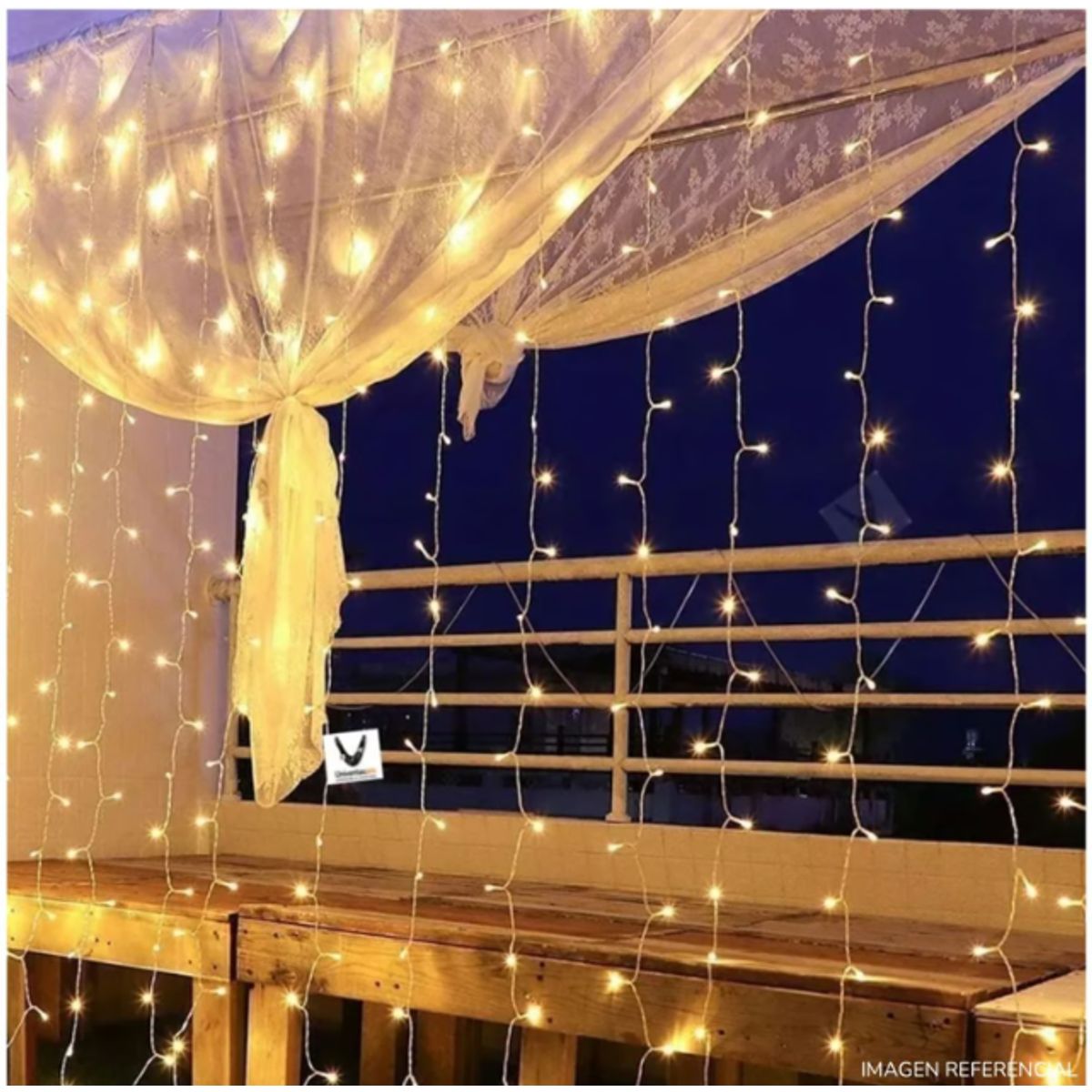 GENERICO - Cortina  Luces LED Navideñas Cálidas 3m x 3m