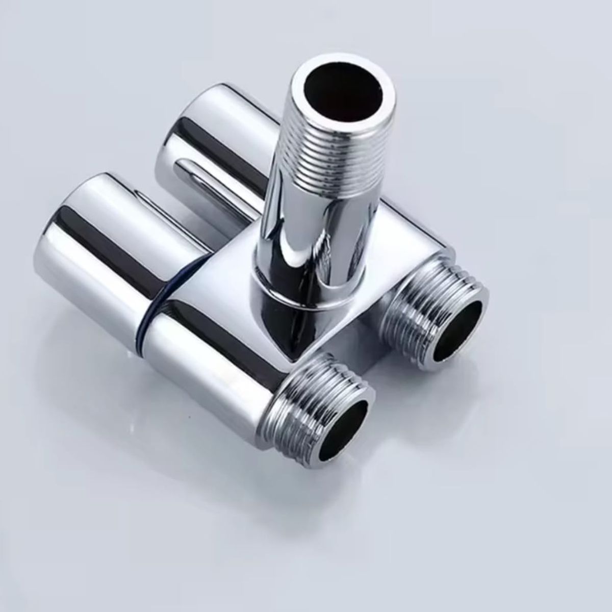 GENERICO - Válvula Angular Doble Salida Acero con doble adaptador