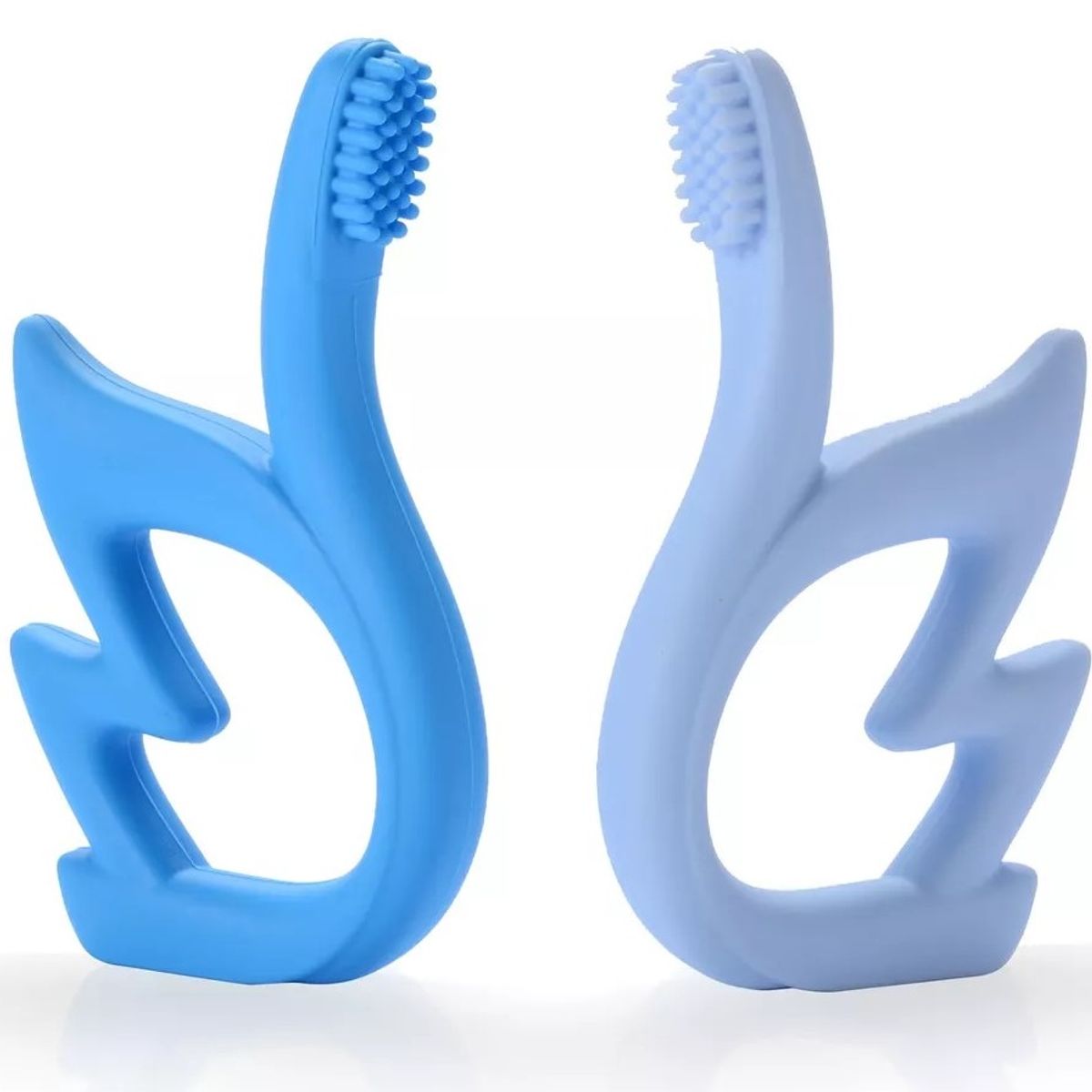 GENERICO - Cepillo de dientes Mordedor de Silicona para Bebés AZUL Bebé