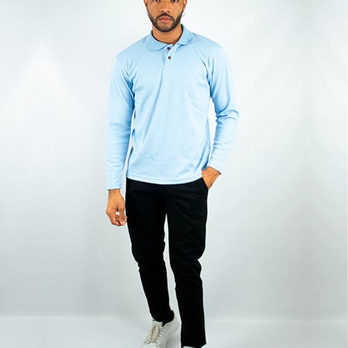 DM DEXMEN - Polo Dexmen Camisa Larga Celeste