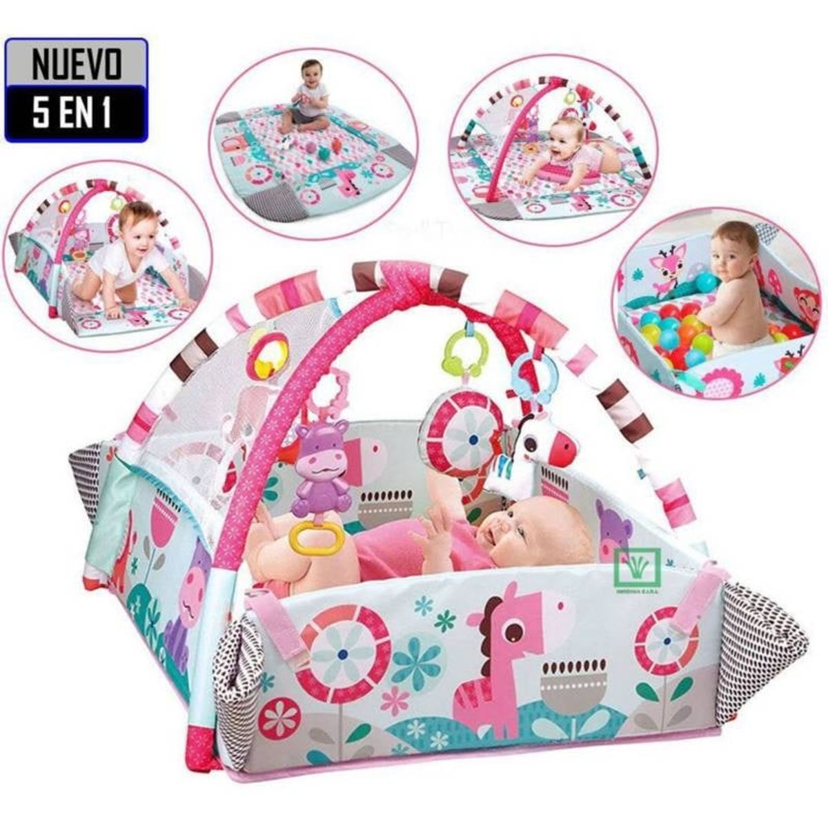 GENERICO - Gimnasio musical 5 en 1 con pelotas rosa