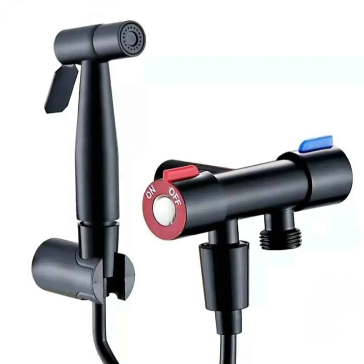 GENERICO - Combo Duchita Bidé Negro Mate Completo de Acero Inoxidable