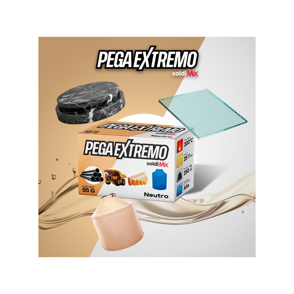 SOLDIMIX - Pega Extremo de Soldimix Color Neutro de 55 g