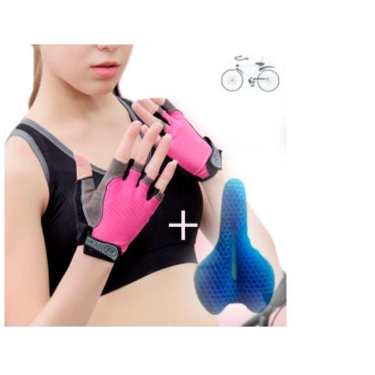 GENERICO - Pack 1 par guantes ciclista + 1 asiento gel