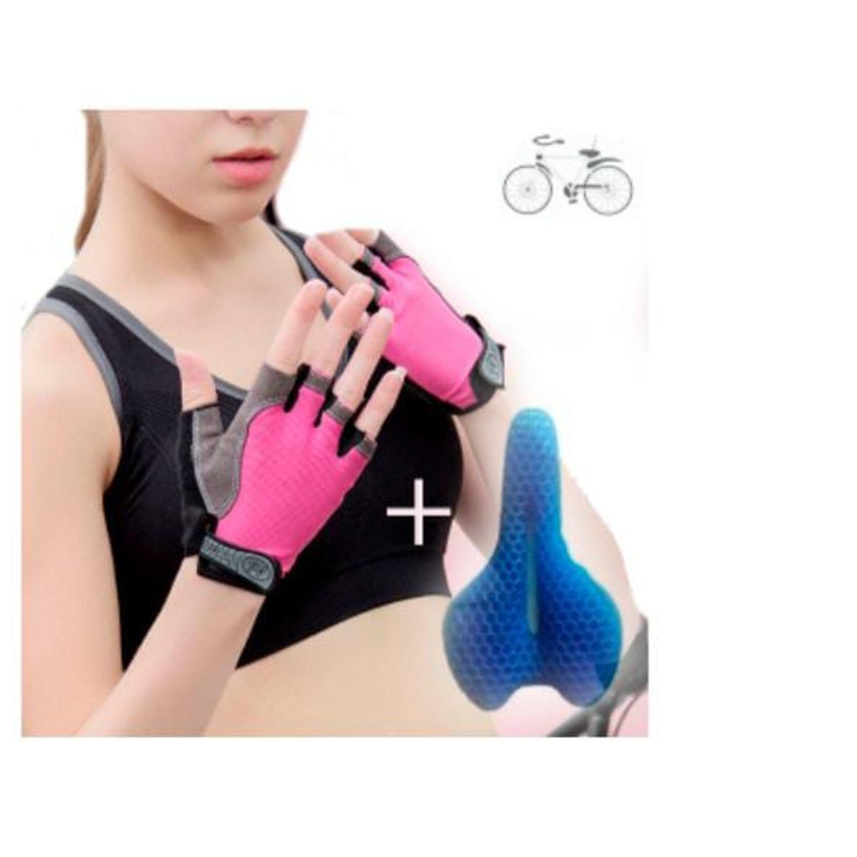 GENERICO - Pack 1 par guantes ciclista + 1 asiento gel