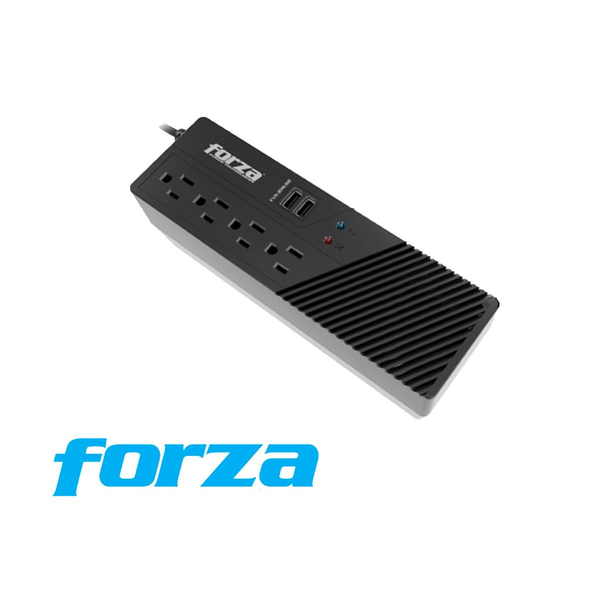 FORZA - ESTABILIZADOR FVR-1012USB FORZA 4 SALIDAS 2USB 1000VA 500W NEGRO