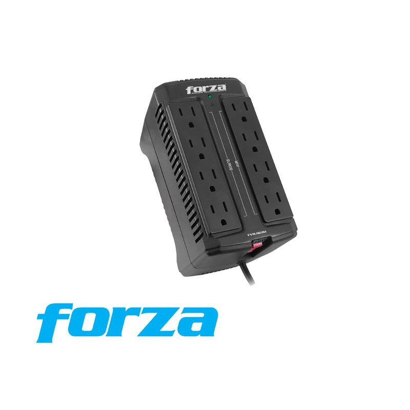 FORZA - ESTABILIZADOR FVR-902 FORZA 8 SALIDAS NEMA 5-15R 900VA450W NEGRO