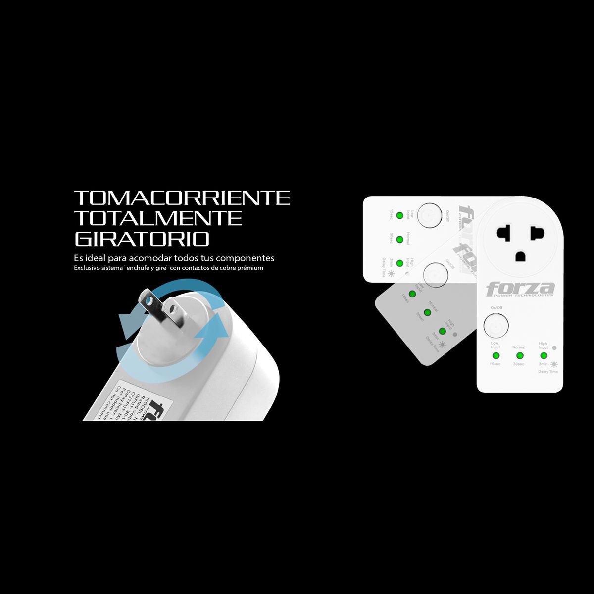 FORZA - PROTECTOR DE VOLTAJE FVP-1212B-NG FORZA 350° 1 NEMA UNIVERSAL BLANCO