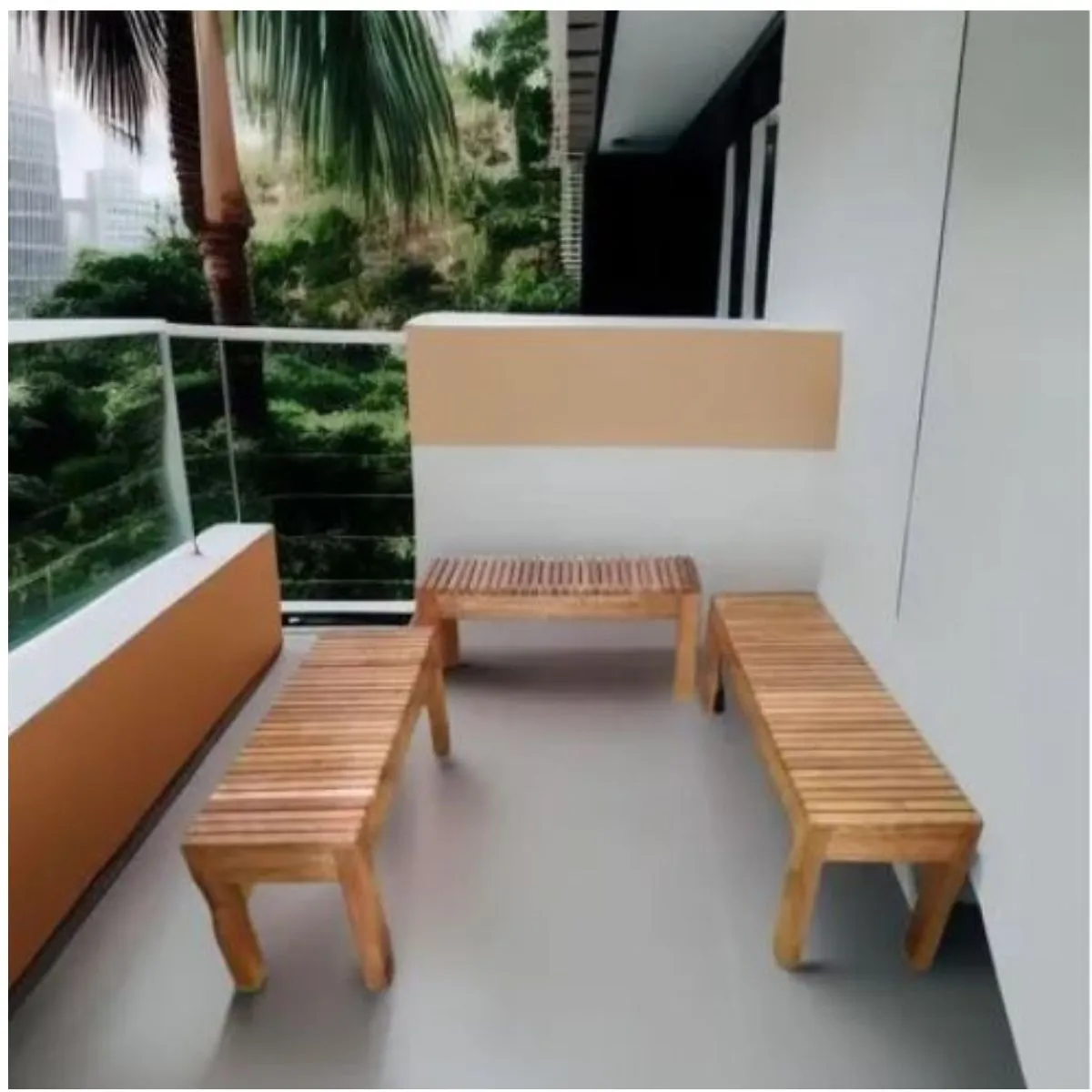 START FG - Banca Banco de madera Set de Terraza Banca OMEGA en Tornillo