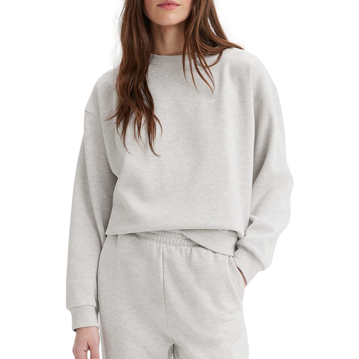 LEVIS - Polerón Mujer Mini Logo Batwing Gris Levis