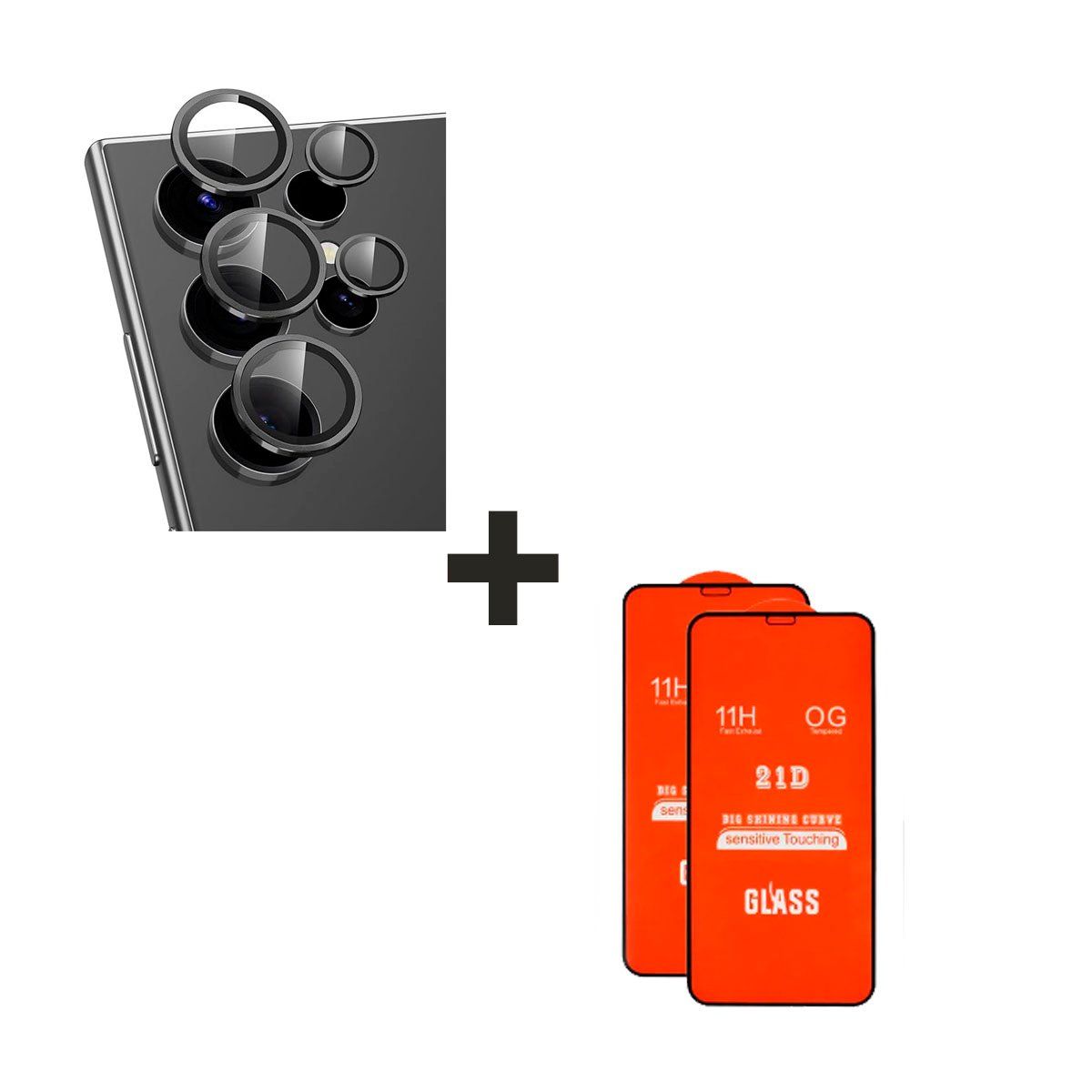 GENERICO - Protector de Cámara para el Samsung A25 Negro + Vidrio Templado