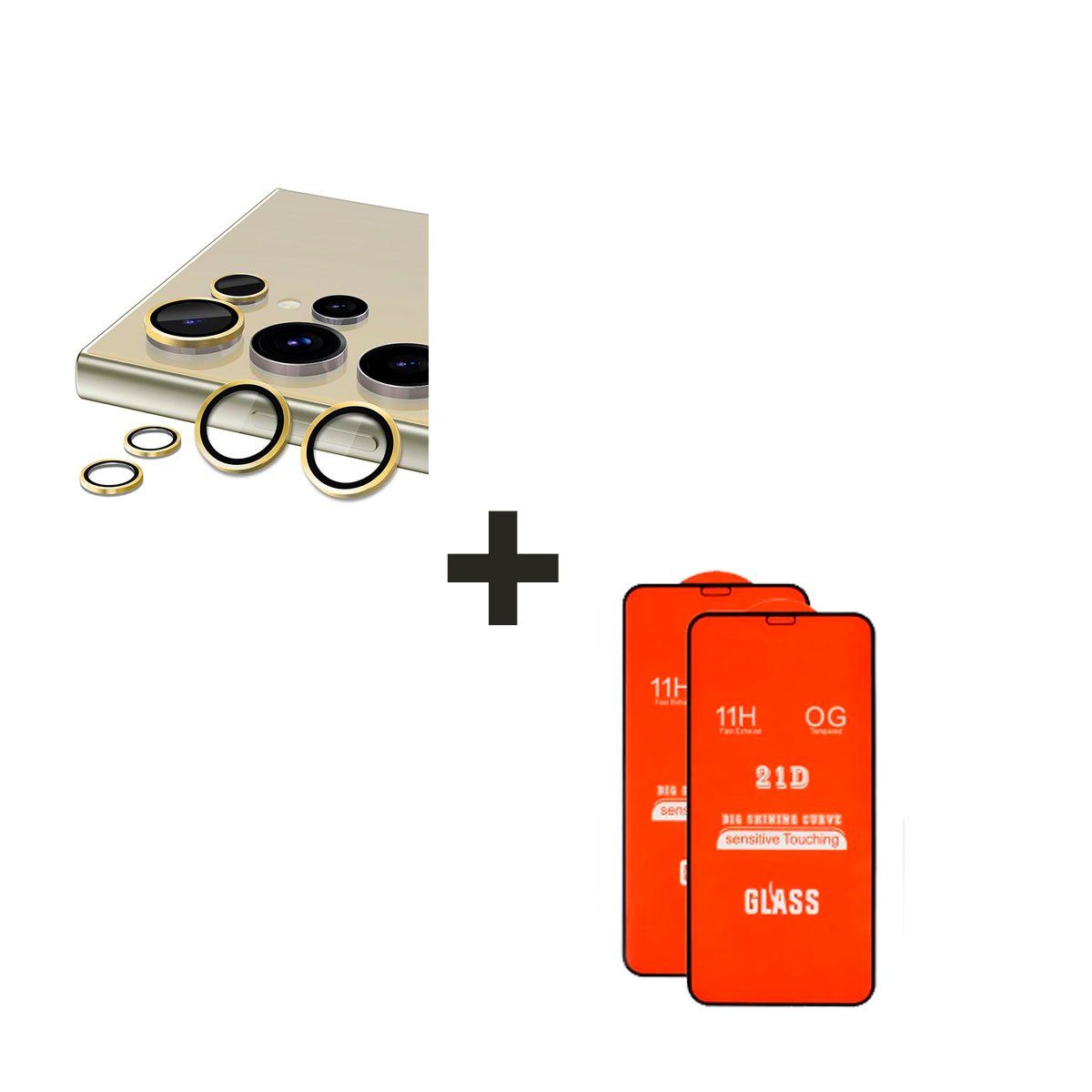 GENERICO - Protector de Cámara para el Samsung A05S Dorado + Vidrio Templado