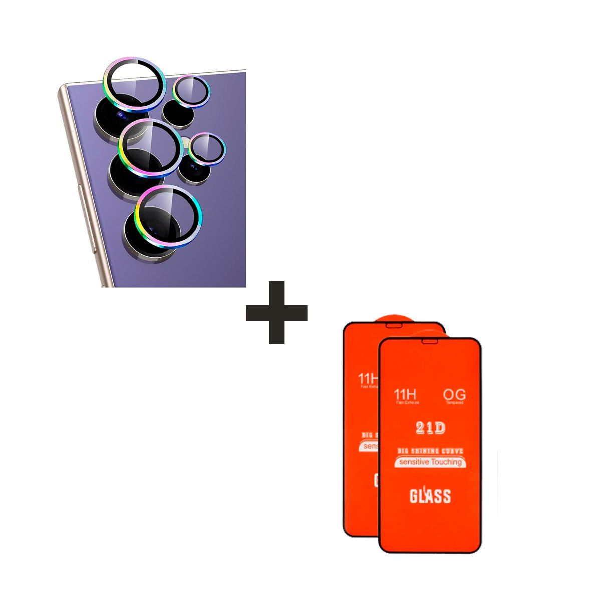 GENERICO - Protector de Cámara para el Samsung A05S Tornasol + Vidrio Templado