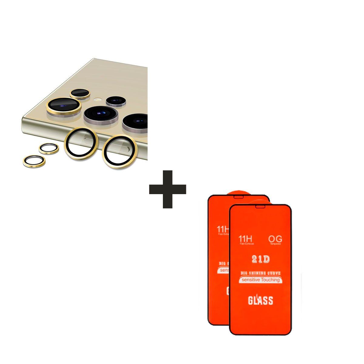 GENERICO - Protector de Cámara para el Samsung A25 Dorado + Vidrio Templado