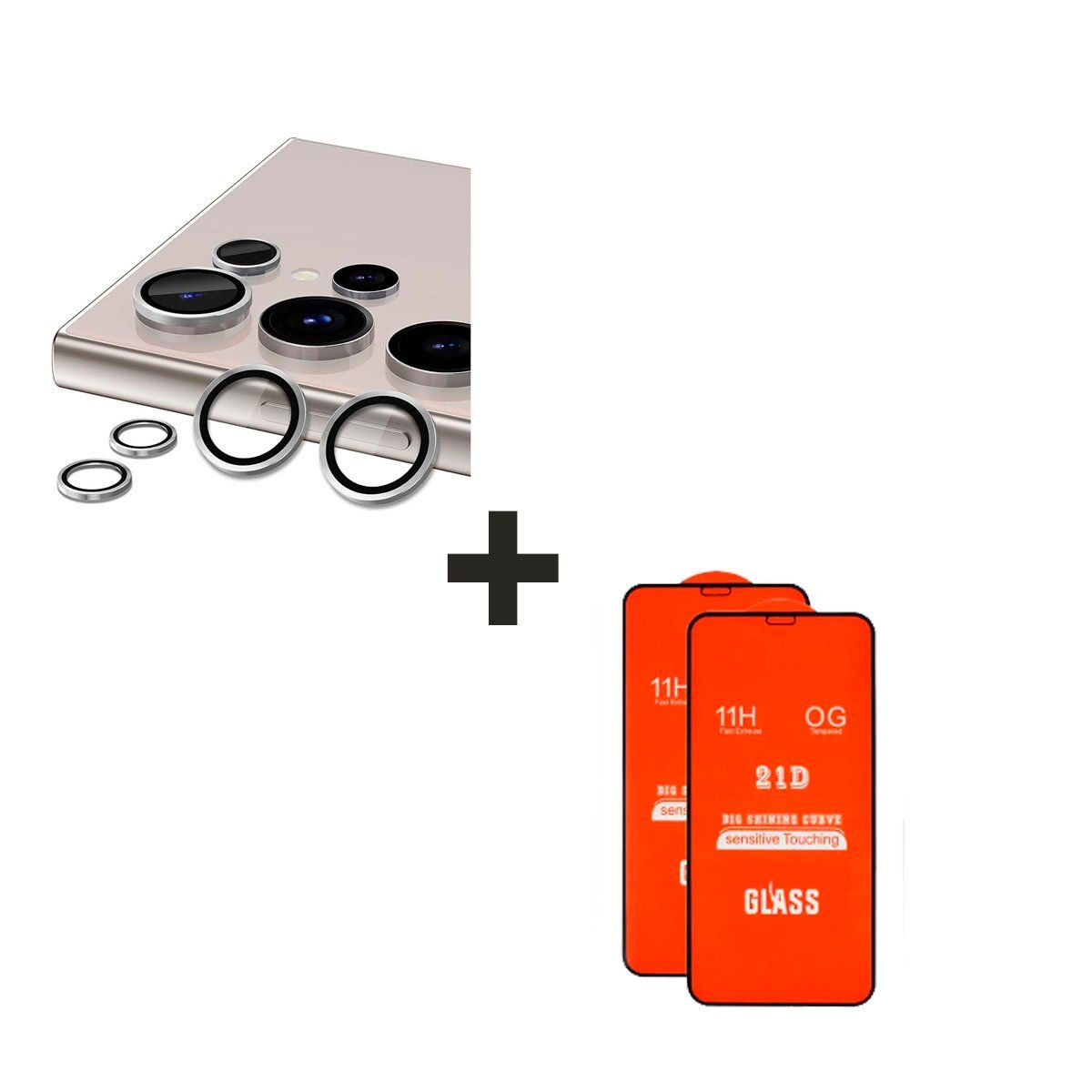 GENERICO - Protector de Cámara para el Samsung A55 Plata + Vidrio Templado