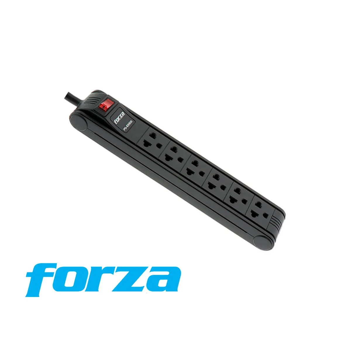 FORZA - REGLETA PS-1006B FORZA 6 SALIDAS CON SALIDA NEMA UNIVERSAL 1680W NEGRO