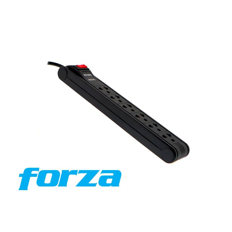 FORZA - REGLETA FPS-005B FORZA 2400W 6 salidas NEMA UNIVERSAL 2400W NEGRO