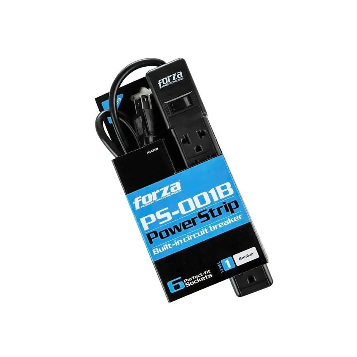FORZA - REGLETA PS-001B FORZA 2200W 6 NEMA UNIVERSAL 2200W NEGRO 09CM CABLE