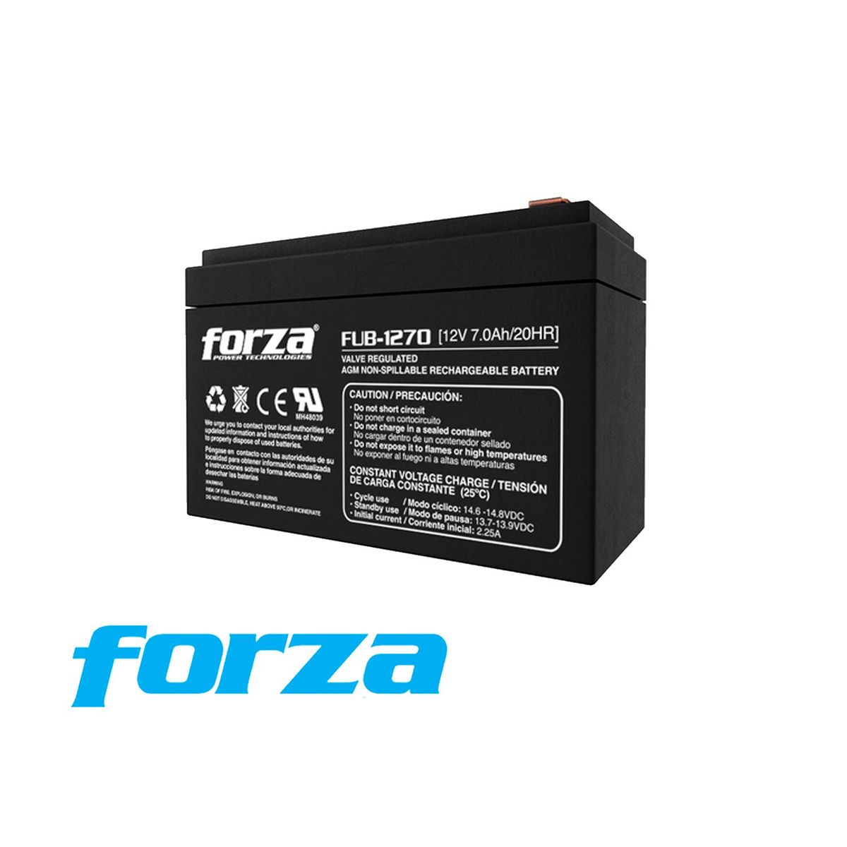 FORZA - BATERÍA FUB-1270 FORZA PLOMO-ÁCIDO 12v 7 Ah NEGRO