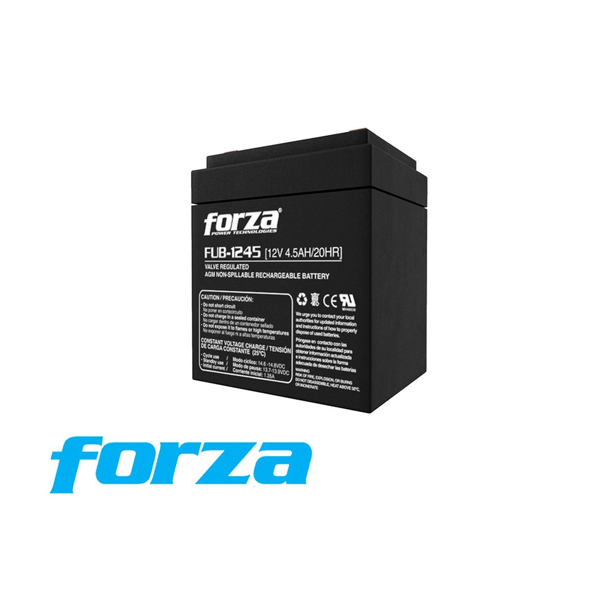 FORZA - BATERÍA FUB-1245 FORZA PLOMO-ÁCIDO 12v 4,5 Ah NEGRO