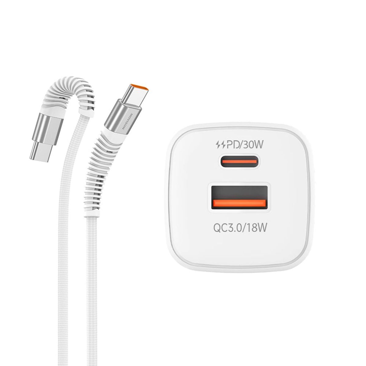 MOVISUN - Cargador USB Tipo C MOVISUN MPD 30 USB 3.0 carga rapida 30W cable 1.2m