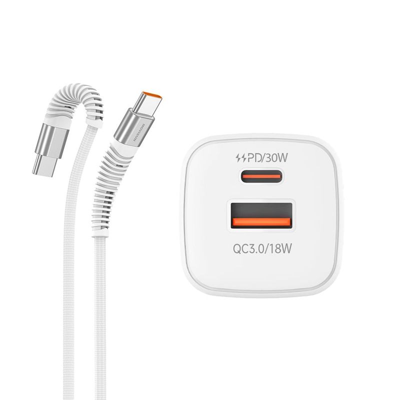 MOVISUN - Cargador USB Tipo C MOVISUN MPD 30 USB 3.0 carga rapida 30W cable 1.2m