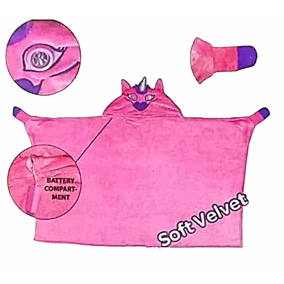 GENERICO - Unicornio Disfraz Capa Rosado Mágica Luz LED  Día del Niño