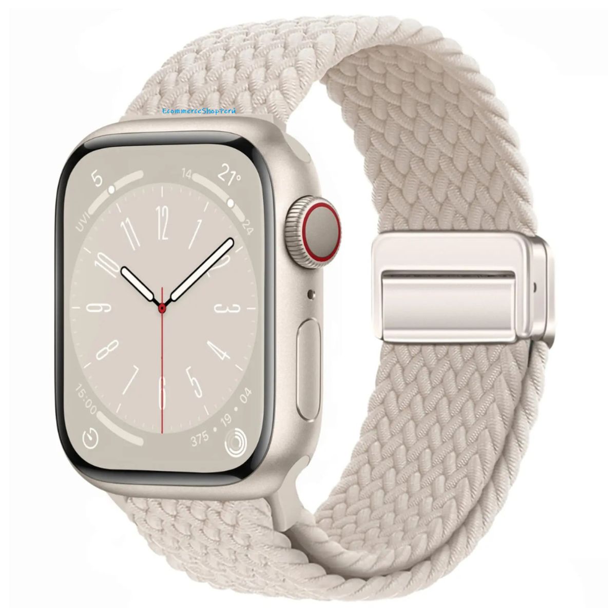 GENERICO - Correa Nylon Trenzado Cierre Magnético para 42-44-45-49MM Perla