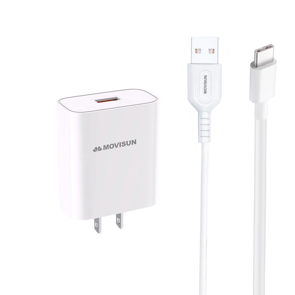 MOVISUN - Cargador USB Tipo C MOVISUN MQC 20 USB 3.0 carga rapida 22.5W cable 1m