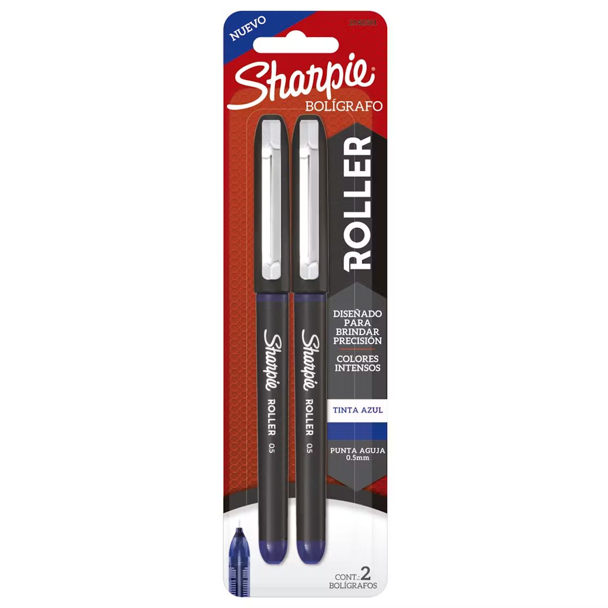 SHARPIE - Boligrafo Sharpie Roller Azul 0.5 Punta Aguja X2