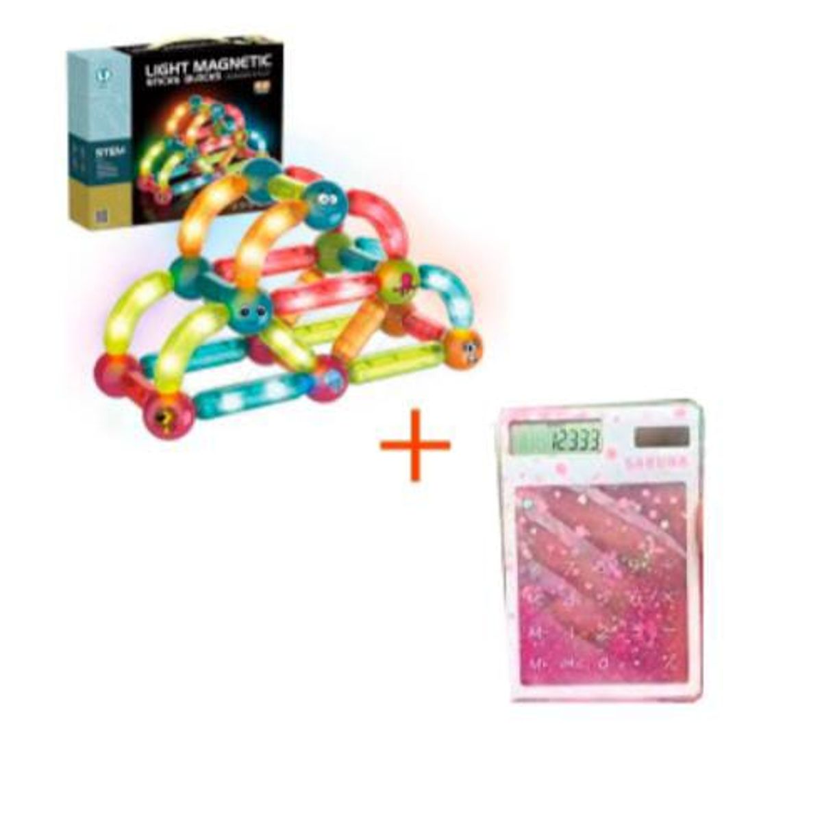 GENERICO - Juego de bloque magnético con luces + calculadora solar
