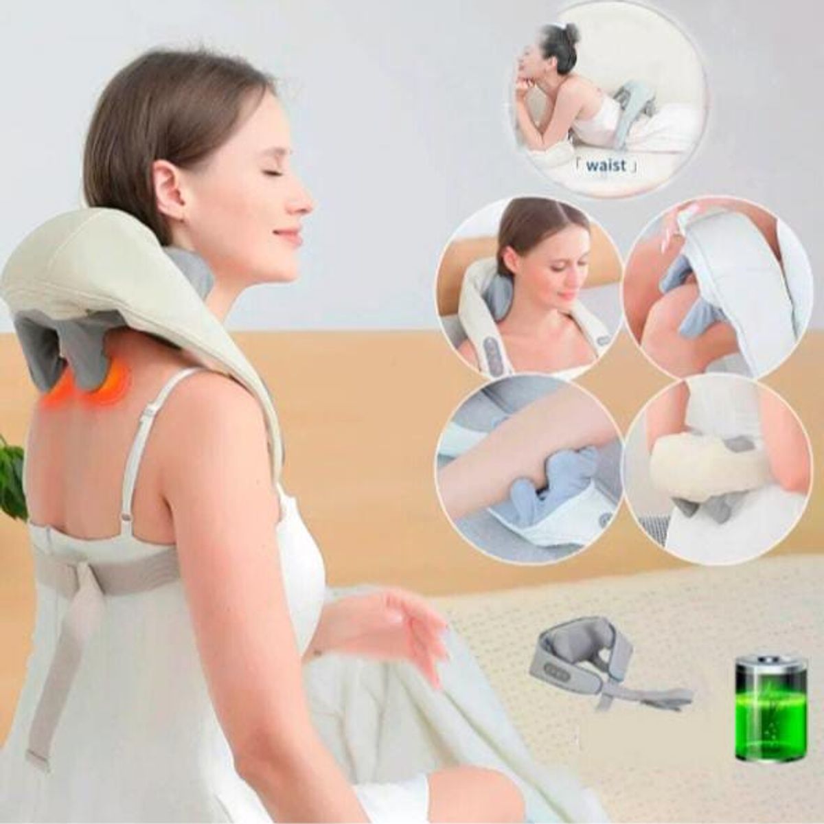 GENERICO - MASAJEADOR SHIATZU 6 D PORTATIL RECARGABL