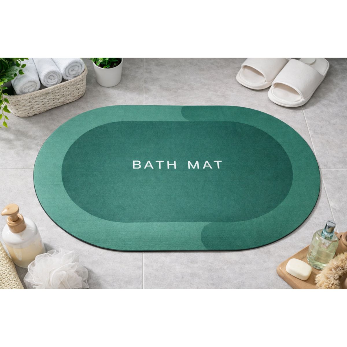 GENERICO - Alfombra Absorbente Circular para Baño Verde