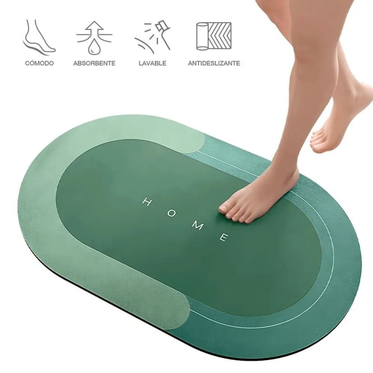 GENERICO - Alfombra Absorbente Circular para Baño Verde