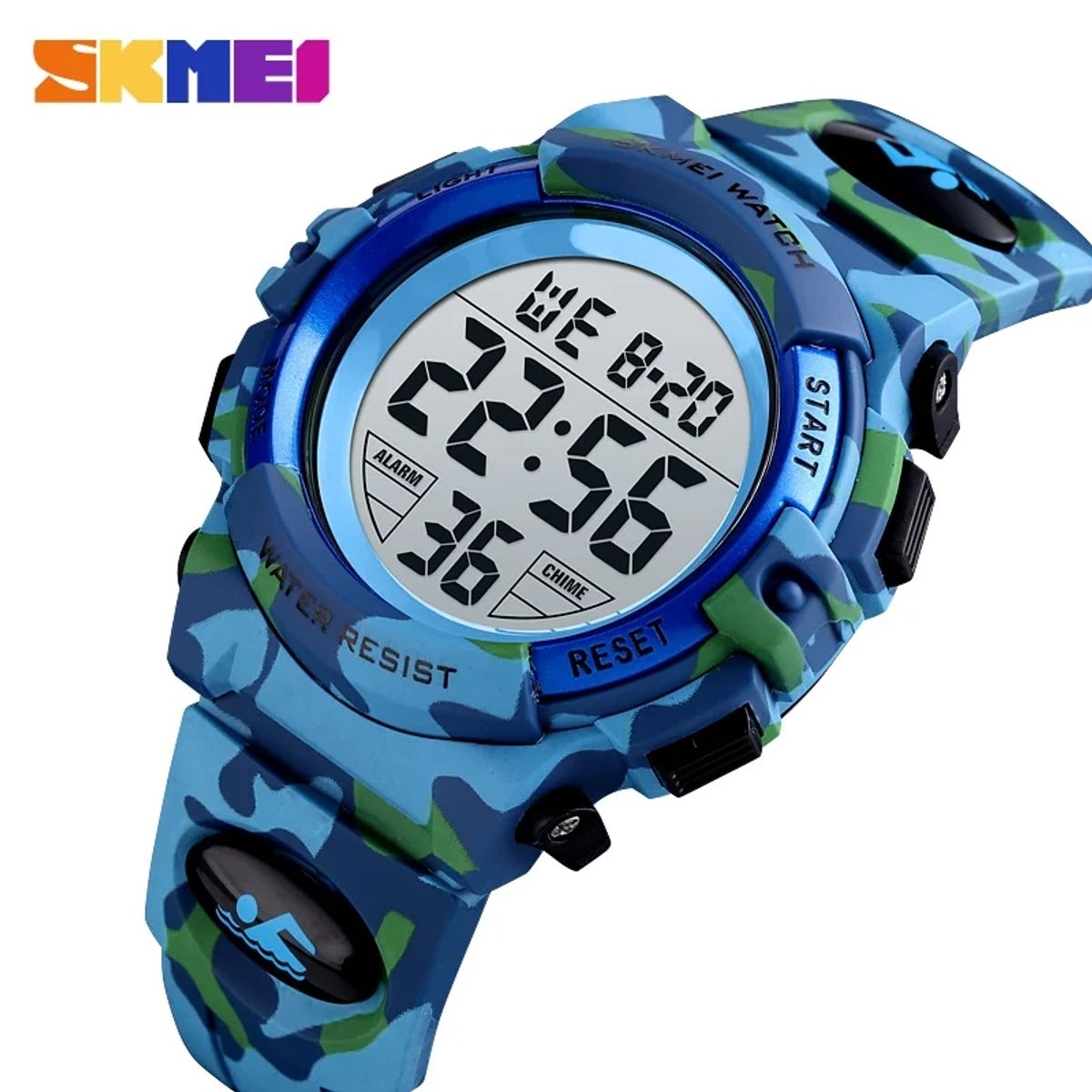 SKMEI - Reloj Skmei 1548 CELESTE Camuflado con luces