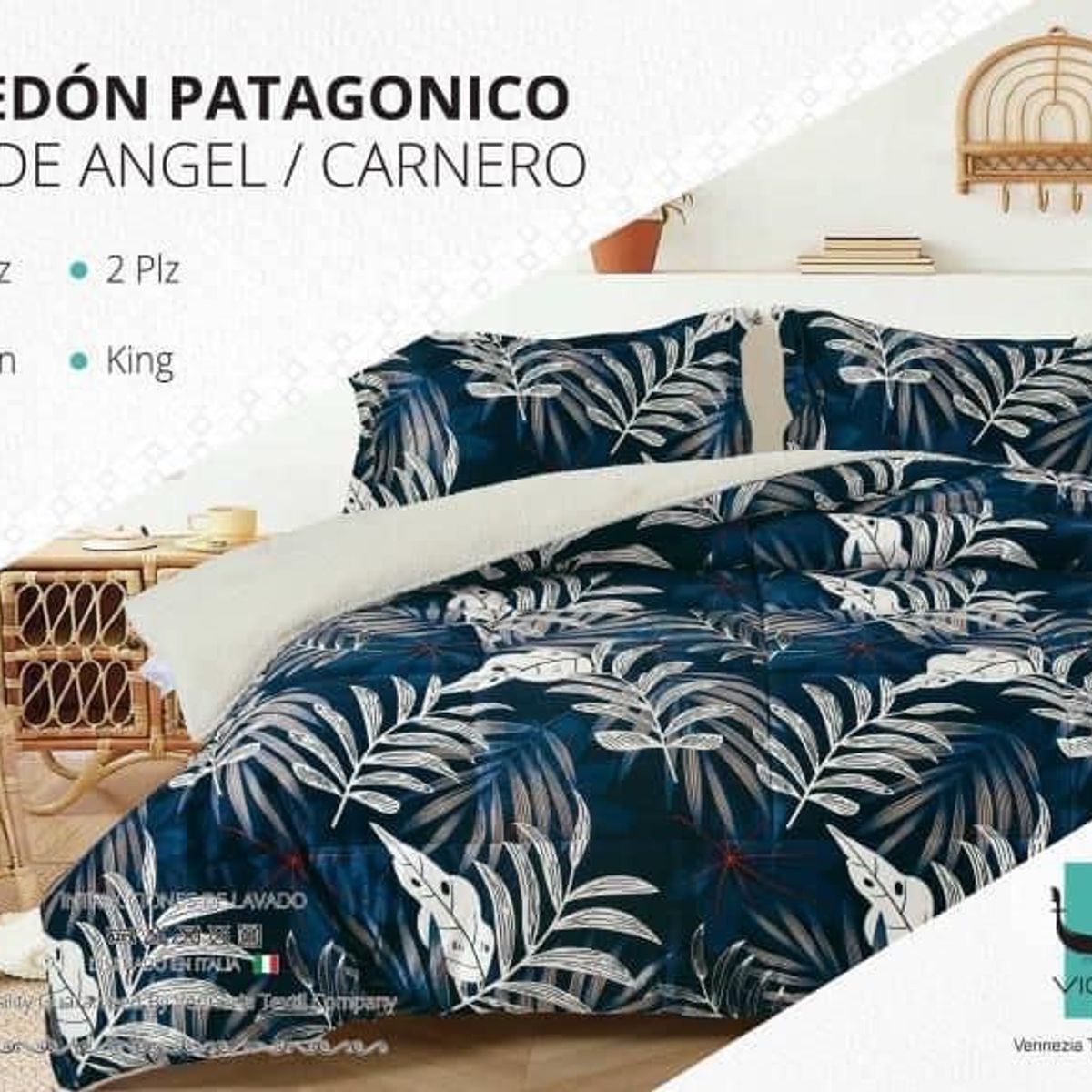 VENEZIA - Edredón 2 plz Piel de Ángel con Carnero Sherpa + Juego de Sábanas