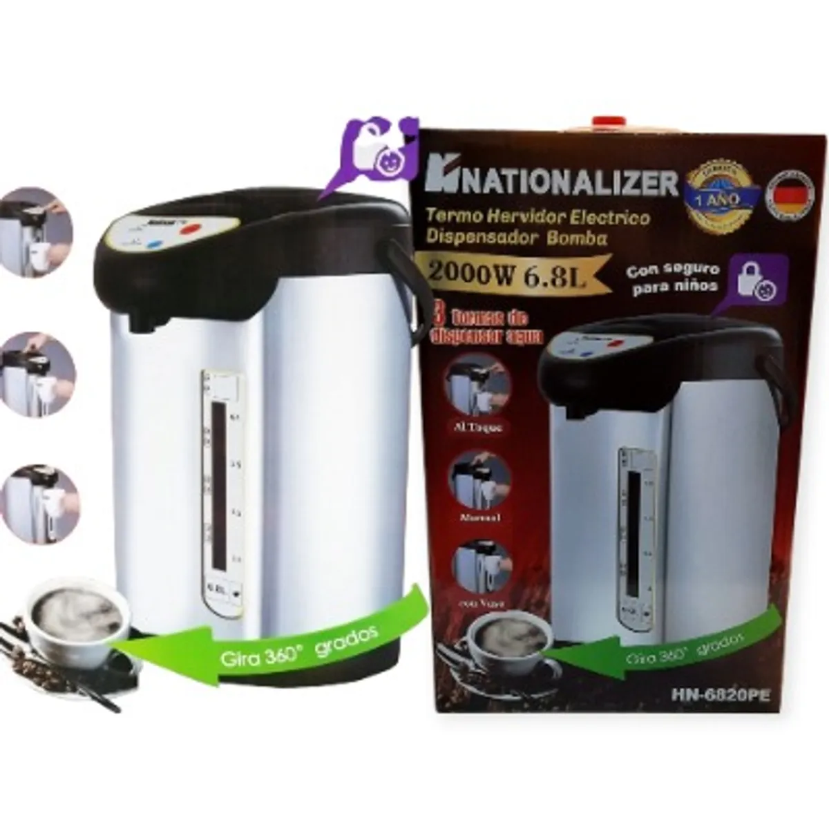 NATIONALIZER - TERMO HERVIDOR ELÉCTRICO CON DISPENSADOR NATIONALIZER DE 6.8 LITROS