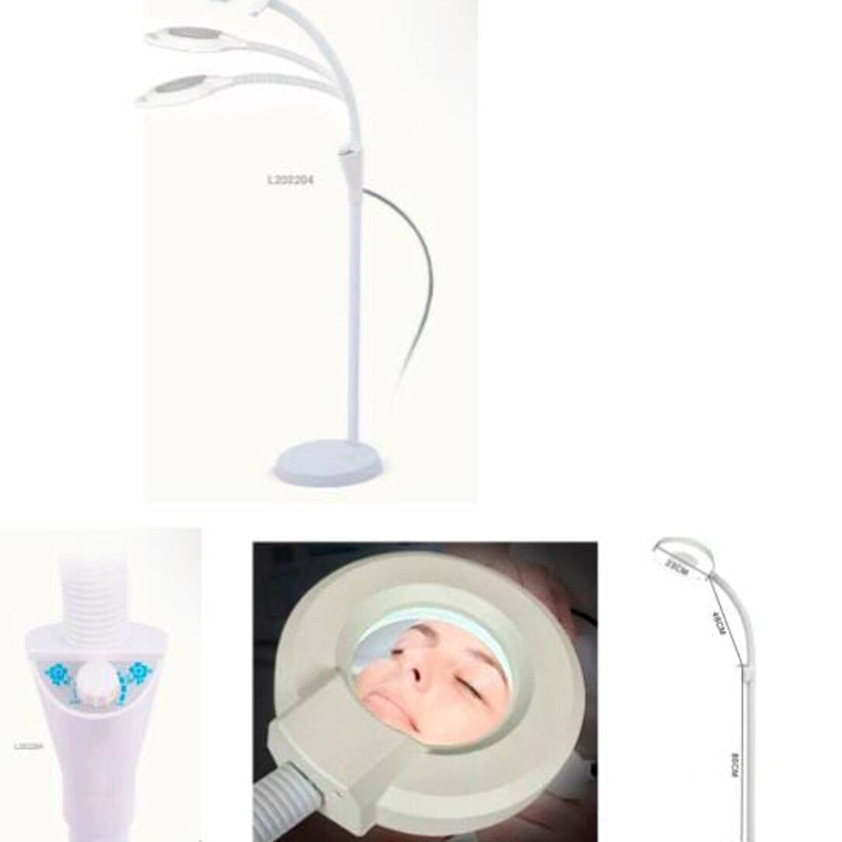 GENERICO - Lampara con pedestal cuello cisne de luz fría con lupa5x para facial