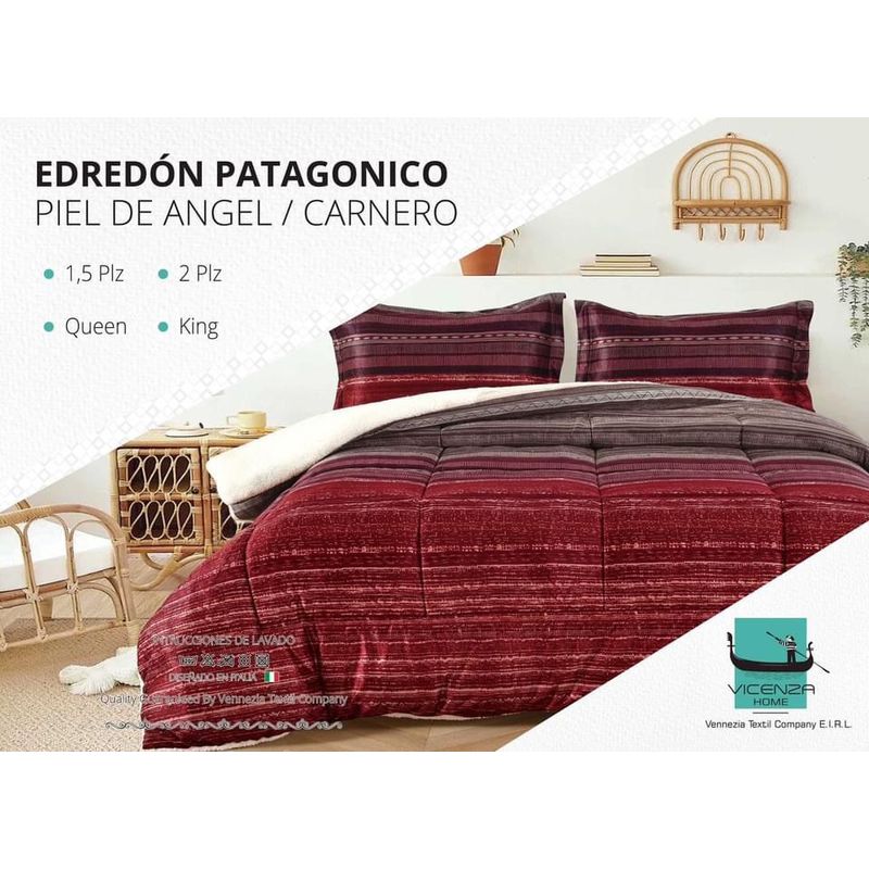 VENEZIA - Edredón 2 plz Piel de Ángel con Carnero Sherpa + Juego de Sábanas