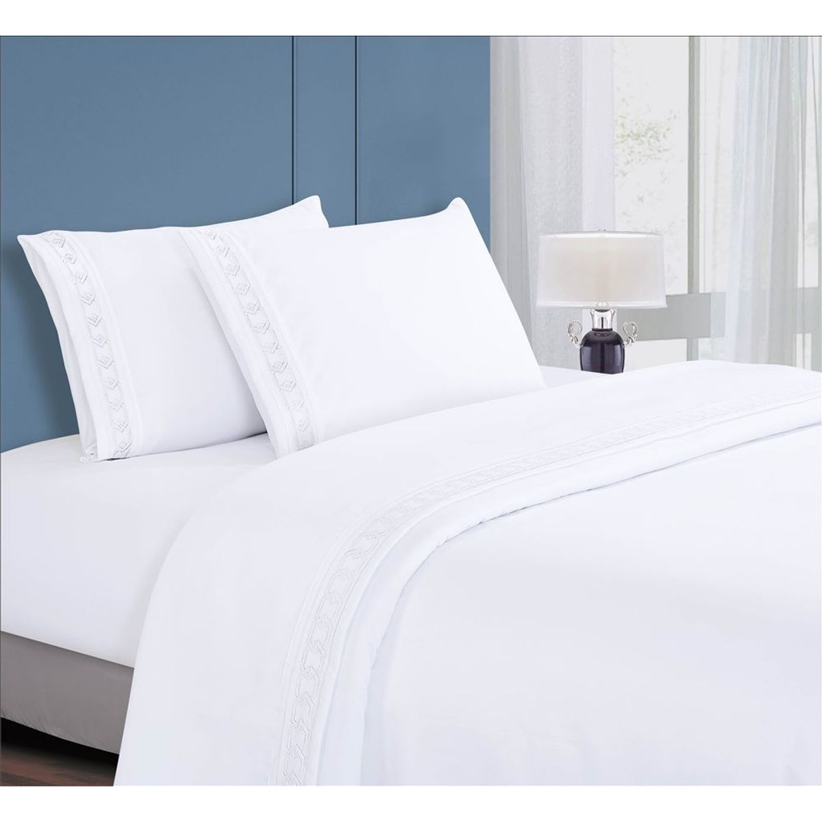 CASATEX - Juego de Sábanas Queen 100% Algodón con Bordado