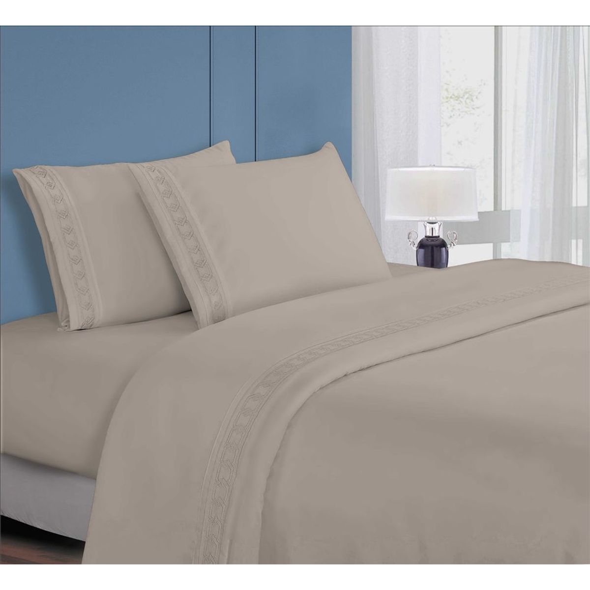 CASATEX - Juego de Sábanas Queen 100% Algodón con Bordado