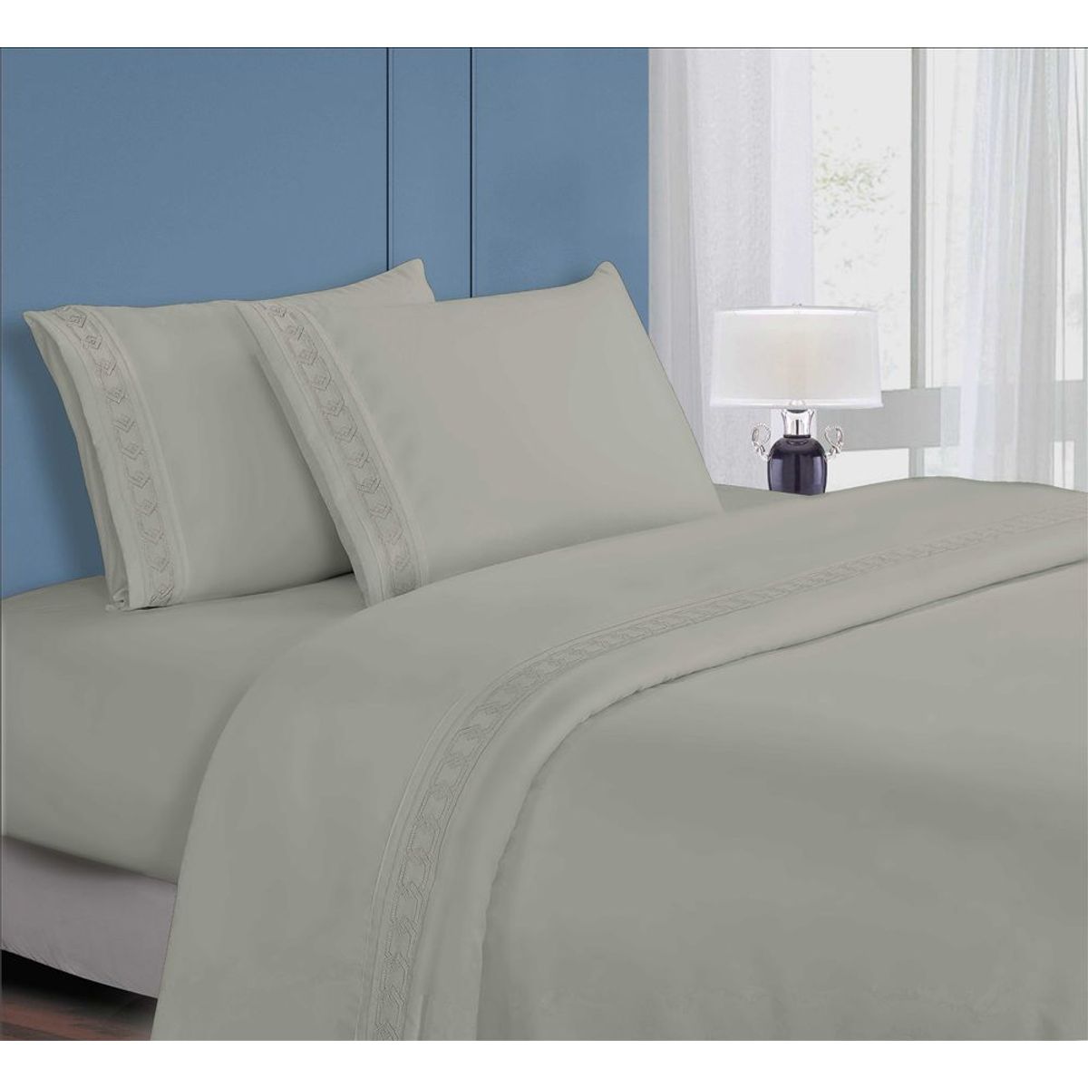 CASATEX - Juego de Sábanas Queen 100% Algodón con Bordado