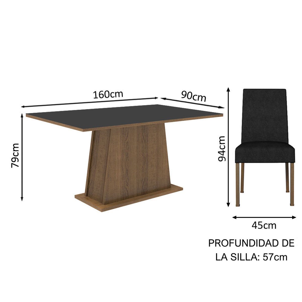 MADESA - Juego de Comedor Luciana con 6 Sillas Oxford