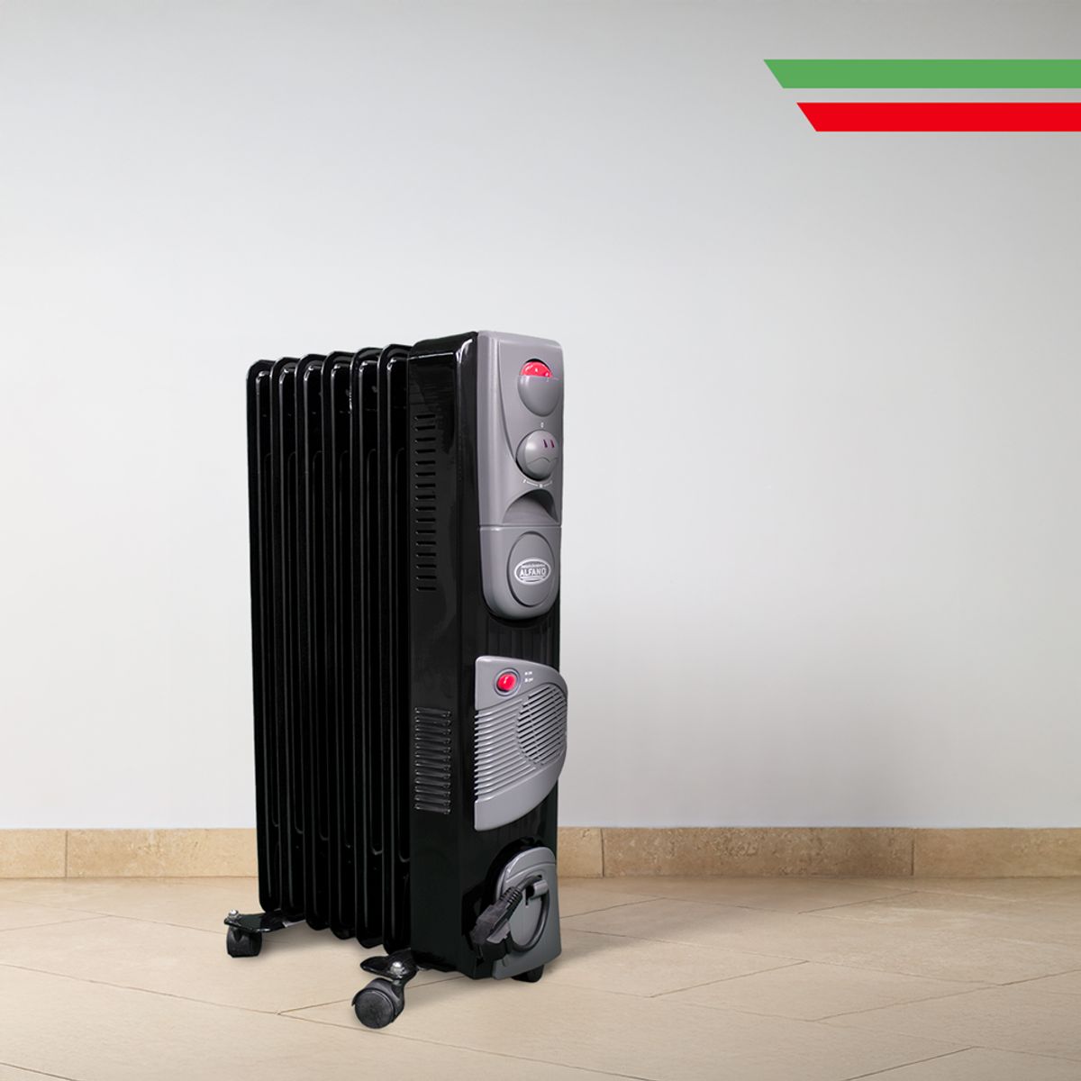 ALFANO - Estufa de Aceite Eléctrica 7 Celdas hasta 15 m² Potencia 1500W Turbo RJ7T