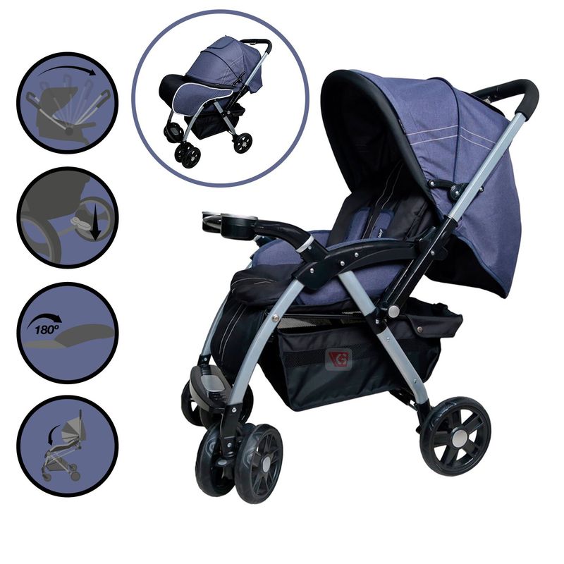 EBABY - Coche Cuna Ebaby ROSSI Azul