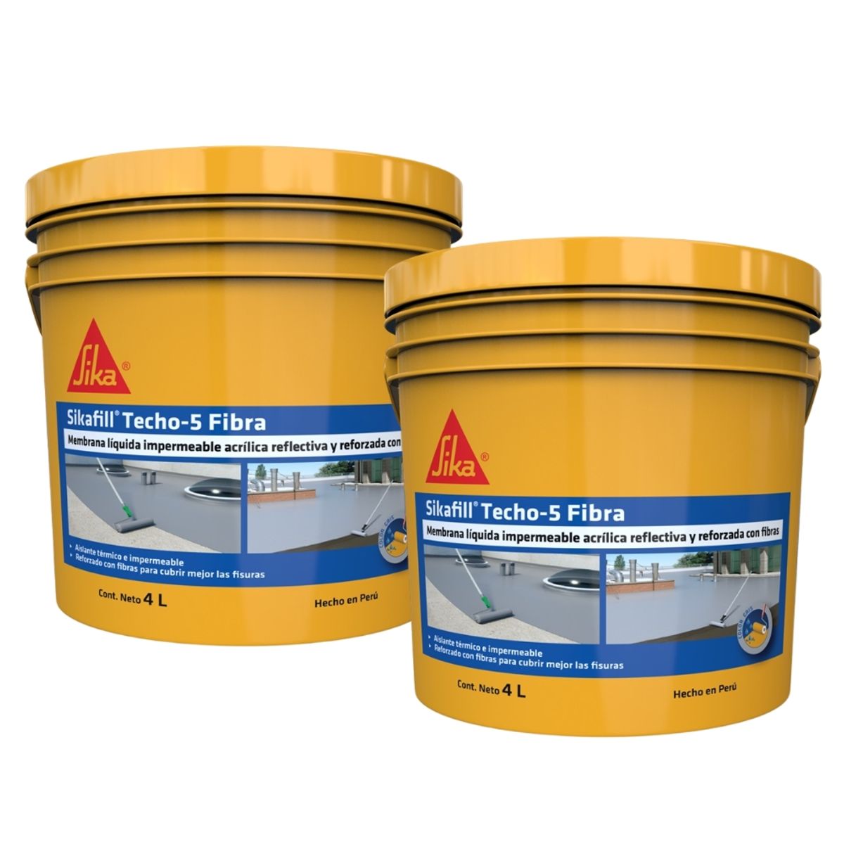 SIKA - Pack 2 Und de Impermeabilizante Sikafill Techo-5 Fibra Gris x 4L