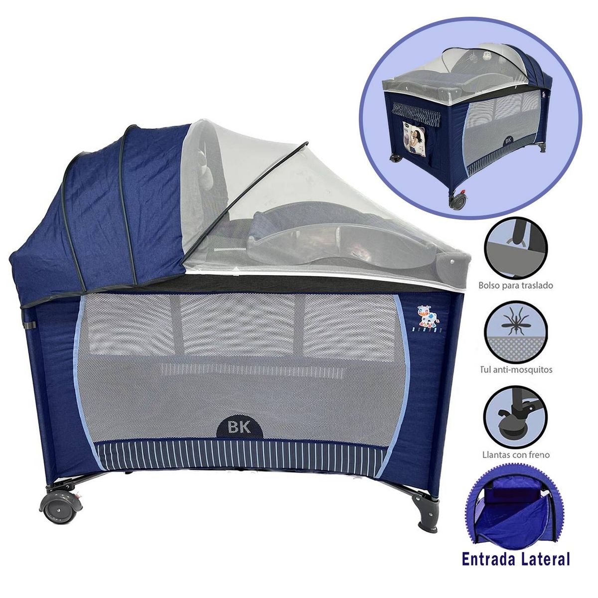 BABY KITS - Cuna Corral para Bebé Baby Kits Roma Azul